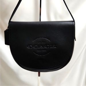 Coach Hudson House of Leather Black Leather Crossbody Shoulder bag
